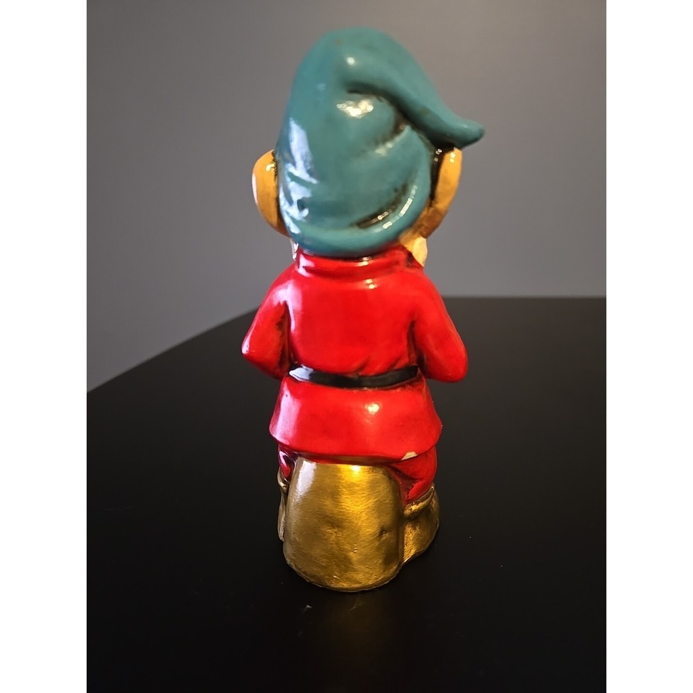 Vintage Elf Gnome Dwarf w/Pipe Paper Mache Figurine Japan Handpainted 5" MCM - Picture 4 of 9